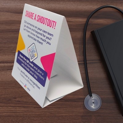 USA Made Flat Bottom with Slit Base Table Topper Tent - Face Size (4"x5.25")